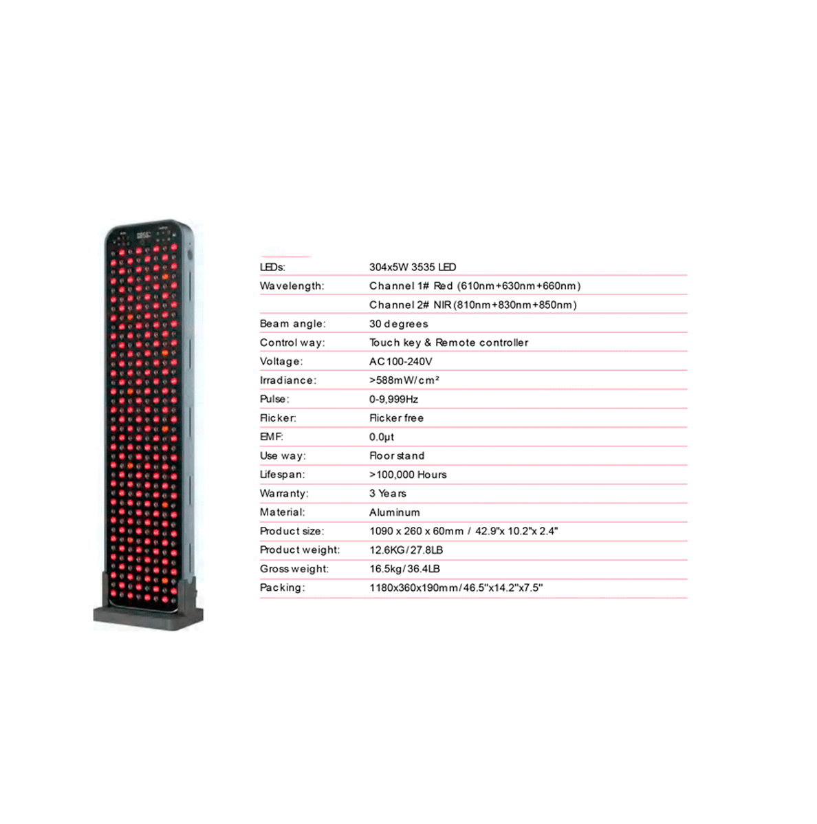 PANEL LUZ ROJA PROFESIONAL - COMPRALO POR ENCARGO ( 30 O 40 DIAS DE ENVIO)