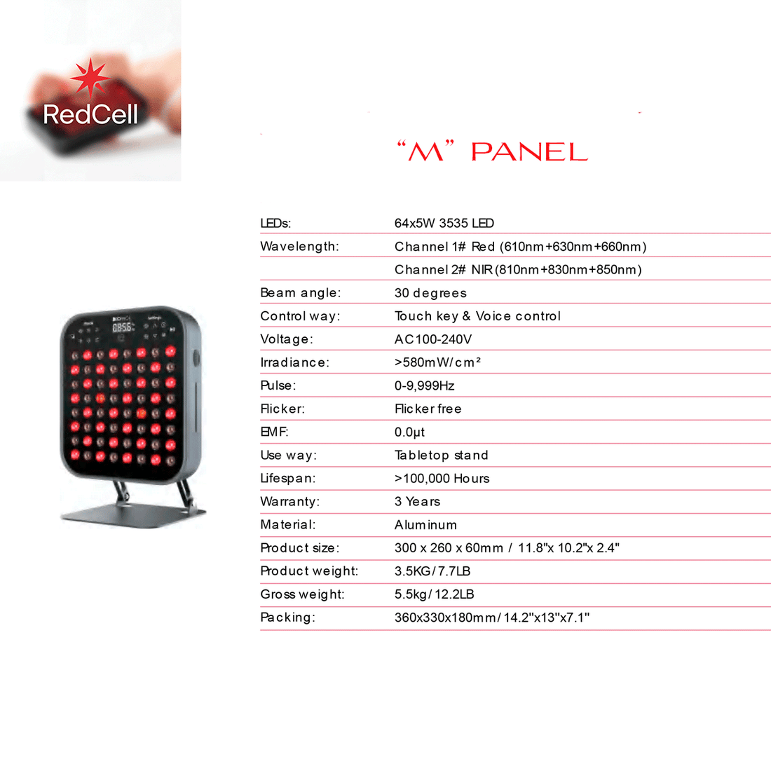 PANEL LUZ ROJA PORTATIL-COMPRALO POR ENCARGO ( 30 O 40 DIAS DE ENVIO)