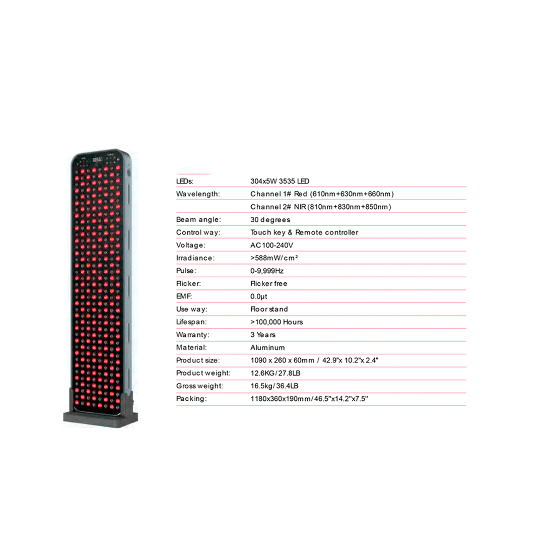 PANEL LUZ ROJA PROFESIONAL - COMPRALO POR ENCARGO ( 30 O 40 DIAS DE ENVIO)